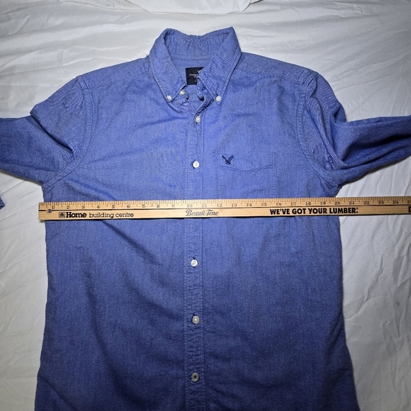 American Eagle Outfitters Classic Fit Men's Blue Medium Button-Down Shirt - Picture 7 of 10
